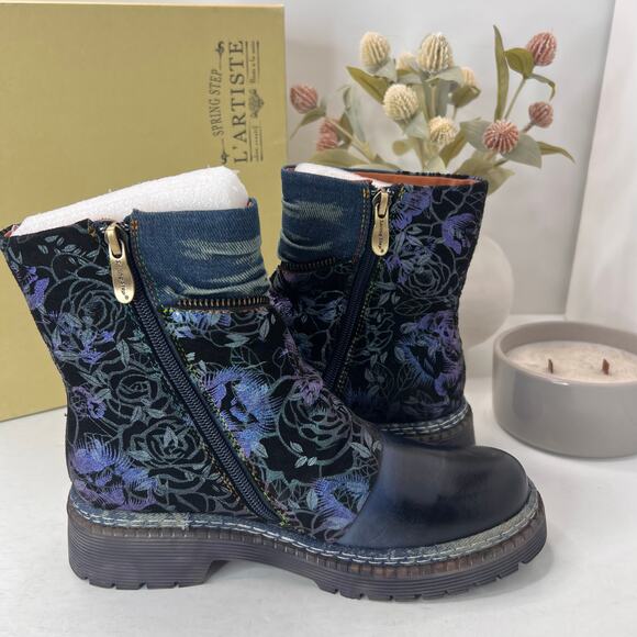 L'Artiste by Spring Step Avrilrose Leather/Textile Boot Multi Women 6.5-7 NWB - Picture 7 of 11